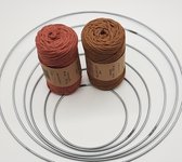 Macramé dromenvanger set  van 6 metalen ringen en 2 stuks 3 mm garen