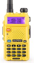 Baofeng UV-5R Walkie Talkie - UHF & VHF - 5W - Verlichte LCD Scherm & Toetsenbord - 128 Kanalen - 12KM Bereik - Geel