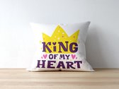 Valentijn Kussen met tekst: king of my heart | Valentijn cadeau | Valentijn decoratie | Grappige Cadeaus | Geschenk | Sierkussen