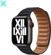 MY PROTECT® Leather Link Armband Voor Apple Watch Series 1/2/3/4/5/6/7/SE 38/40/41mm Horloge Bandje - Magnetisch iWatch Leather Link Bandje Apple Watch - Magneet Sluiting - Zwart