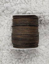 *** Leren Vintage bruin/grijs rond Koord 1.5 mm 5 meter. Echt leer - sieraden maken - leer - koord - leren armband - draad - lederen - knutselen ***