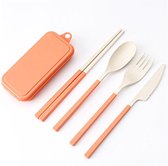 Usables - Mes lepel vork set - portable doosje - herbruikbaar - ecofriendly - Oranje