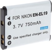 Mazuva EN-EL19 Accu / Batterij voor Nikon camera | 750 mAh | VFB11101, NP-BJ1 | (o.a. voor Coolpix A, S & W Series)