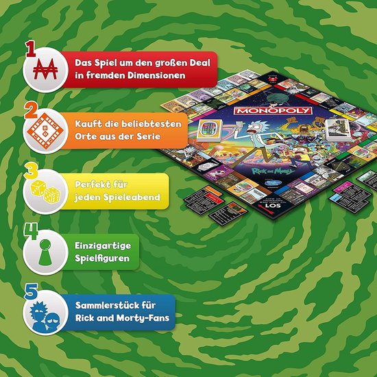 Afbeelding van het spel Winning Moves - Rick & Morty - Monopoly - Klassiek bordspel in een modern jasje
