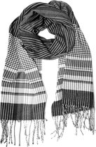 Jozemiek- Sjaal- Dunne gestreepte shawl- Unisex-zwart wit
