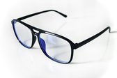 Blue light filter glasses | Blauw licht filter bril | Zwart | Groot | Model Aviator