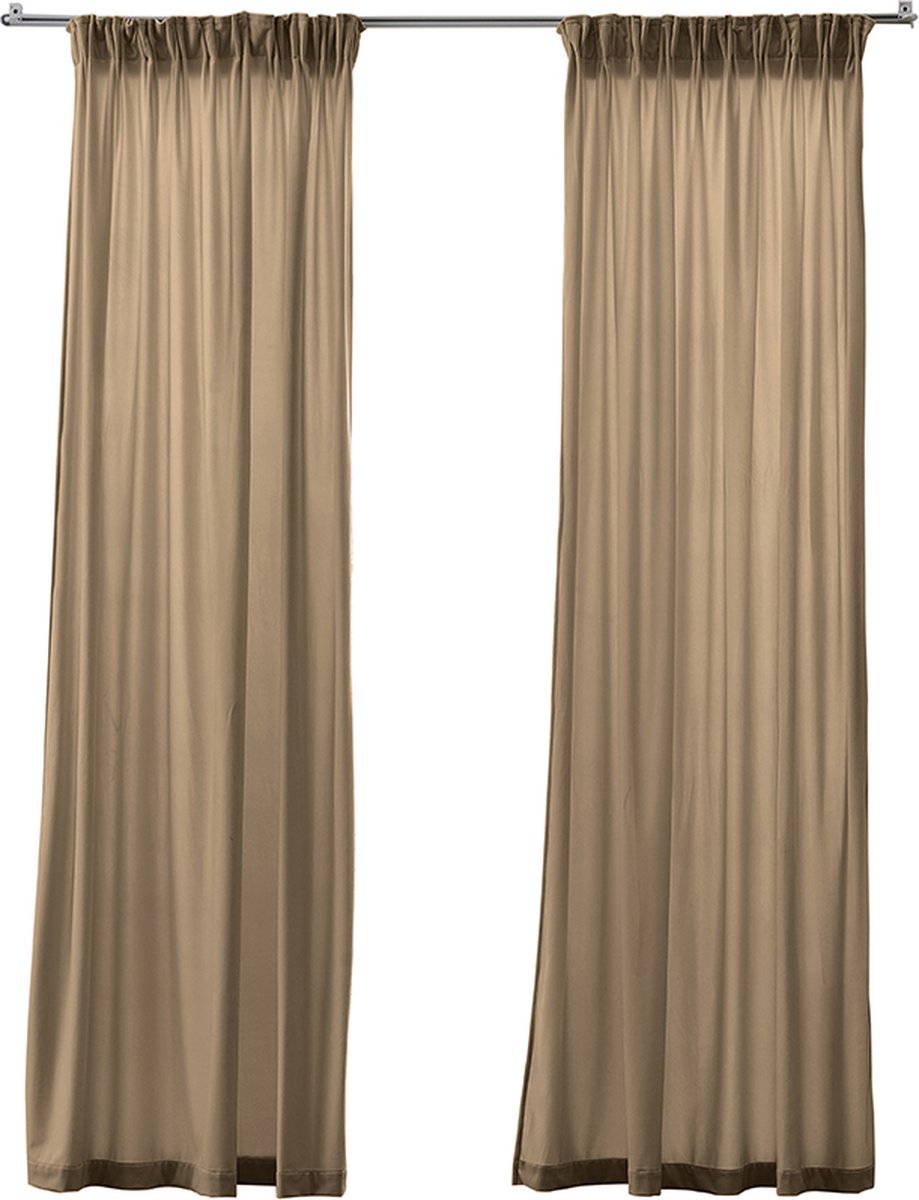 Larson - Velvet Gordijnen - 1.4m x 2.5m - Haken - Taupe