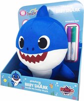 Baby Shark Doodle Me knuffel met stiften blauw - 32 cm