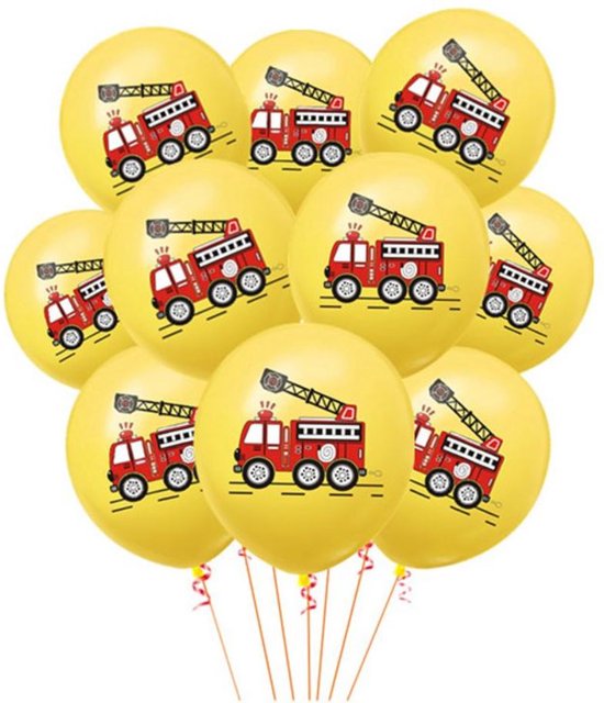 10 stuks ballonnen brandweer geel