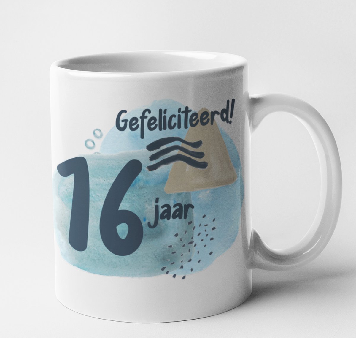 Mok in blauwe tinten 16 jaar