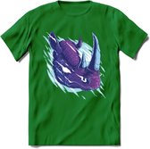 Dieren T-Shirt | Neushoorn shirt Heren / Dames | Wildlife rhino cadeau - Donker Groen - XL
