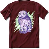 Dieren T-Shirt | Uil shirt Heren / Dames | Wildlife owl cadeau - Burgundy - XXL