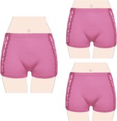 Dames boxershorts 3 pack hoog met kant bewerking XXXL 46-50 oudroze