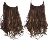 Premium Fiber Synthetic Clip in Extensions Single / Wire Extensions - BodyWave - 45cm- (#4BH27) Black Brown With Highlights M01