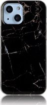 Peachy Marble TPU marmersteen hoesje voor iPhone 13 - zwart