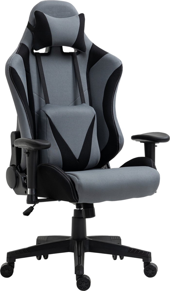 Gamestoel - Game stoel - Gamestoel bureaustoel - Ergonomische bureaustoel - Donkergrijs /zwart - 70 cm x 75 cm x 132 cm