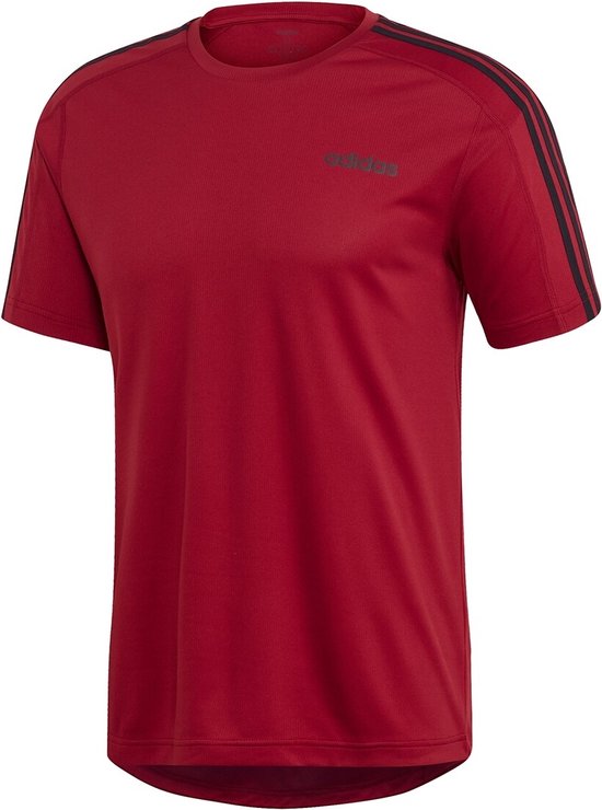 Chemise de sport homme adidas D2M Tee 3S - Active Maroon - Taille S