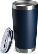 Koffiebeker Voor Onderweg - 600 ML - Marine Blauw -  Koffie To Go - Thermo - Isoleerbeker - Thermosbeker - Isoleerfles