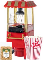 Luxe Popcornpakket van In Round Inclusief Retro Popcornmachine 10 Popcornbakjes en Popcornmais – Popcornmaker – Popcorn Machine / Bakjes / Mais Korrels – Pop Corn Maker – Pan / Bak – Popcornpan