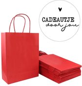 LOVV Papieren Tasjes Met Handvat-Cadeautasjes-10 Stuks-Rood-Incl 10 Stickers twv 3,99-10 Stuks-Gratis verzending-18+8x24 cm