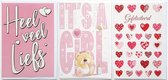 It’s a Girl + Heel veel liefs + Gefeliciteerd – 3 Wenskaarten - 12 x 17 cm – GEB-308