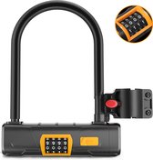 U Slot Fietsslot – Cijfercode (4) – Met beugel – 900 gram – 28 x 25 cm – zwart oranje.