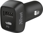 Trust Autolader 30W USB A & USB C - Snellader 4x sneller laden - Auto lader Geschikt voor Apple iPad, iPhone & Samsung (7, 8, X, XR, XS, 11, 12, 13, S10, S20, S21) - Sigarettenaans