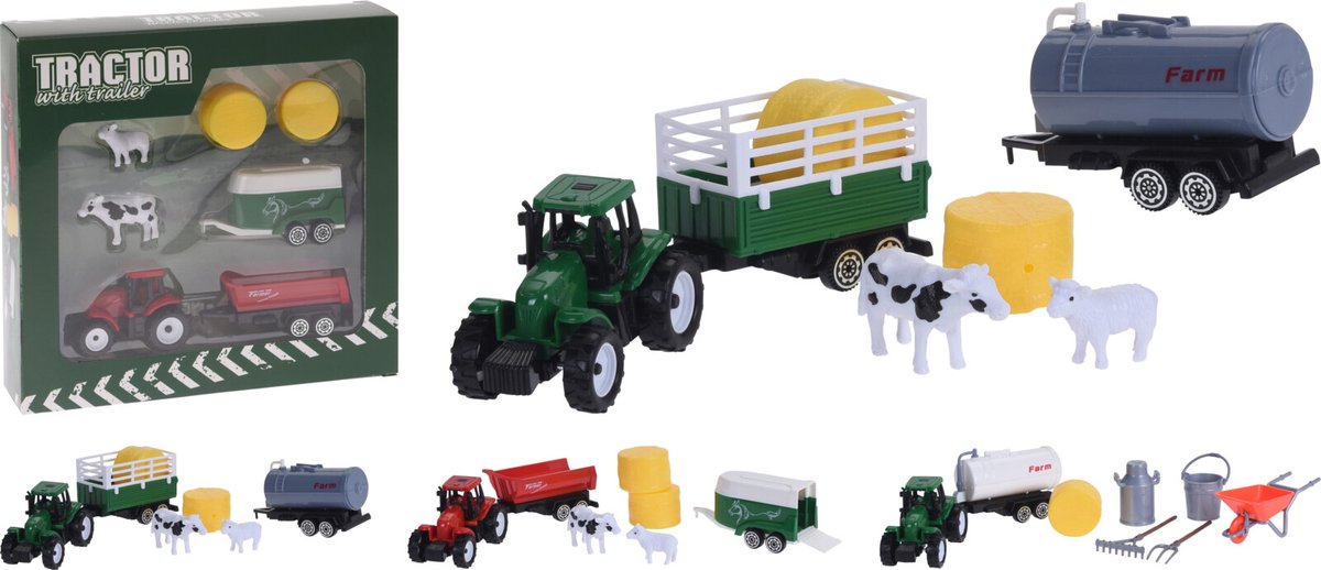 Tractor met aanhanger - Rood