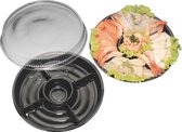 Cateringschaal 5-vaks, serveerschaal, PS, rond, Ø260mm, zwart, incl. deksel, 20 stuks