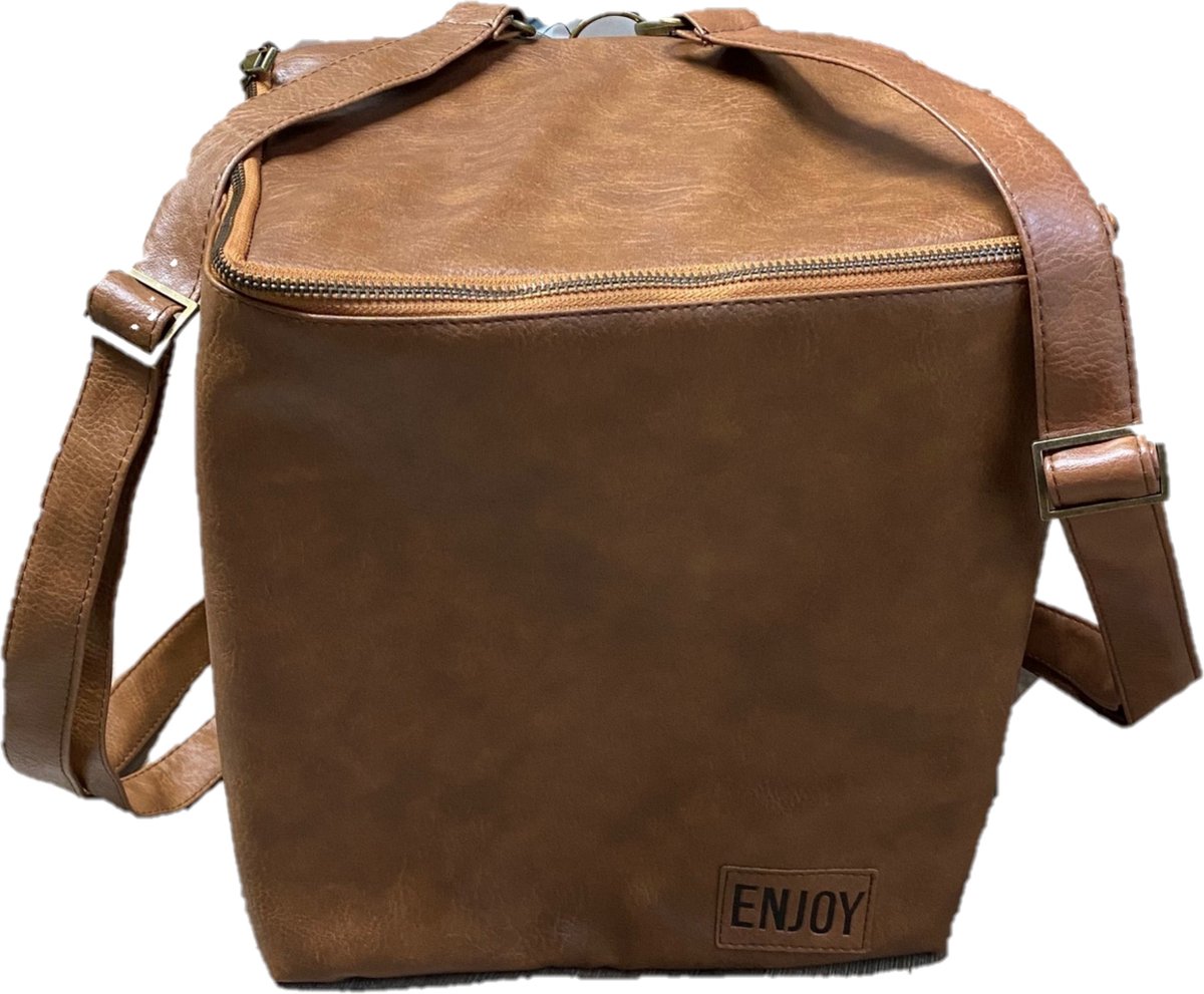 Koeltas- rugzak- zomer- isolerend- (imitatieleer, vintage)- bruin- trendy- 1 stuk