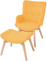 Fauteuil met Voetenbankje Stof Geel Relaxstoel Voetenbank Fauteuils