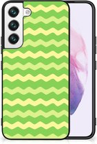 TPU Back Cover Geschikt voor Samsung Galaxy S22 Smartphone Hoesje met Zwarte rand Waves Green