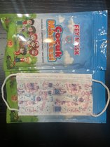 50 Stuks - Mondmasker Kind - Kinder Mondkapjes - Wit met Thema Schoolkinderen - Wegwerp - 3 Laags - hygienisch per 10 stuks verpakt