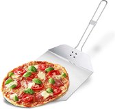 Oramics Pizzaschep opvouwbaar pizzaschep van roestvrij staal – pizzaschep 25 x 35 cm; opvouwbaar handvat 34 x 4 cm – optimaal als spatel en lift voor brood, pizza, flammkuchen en cake