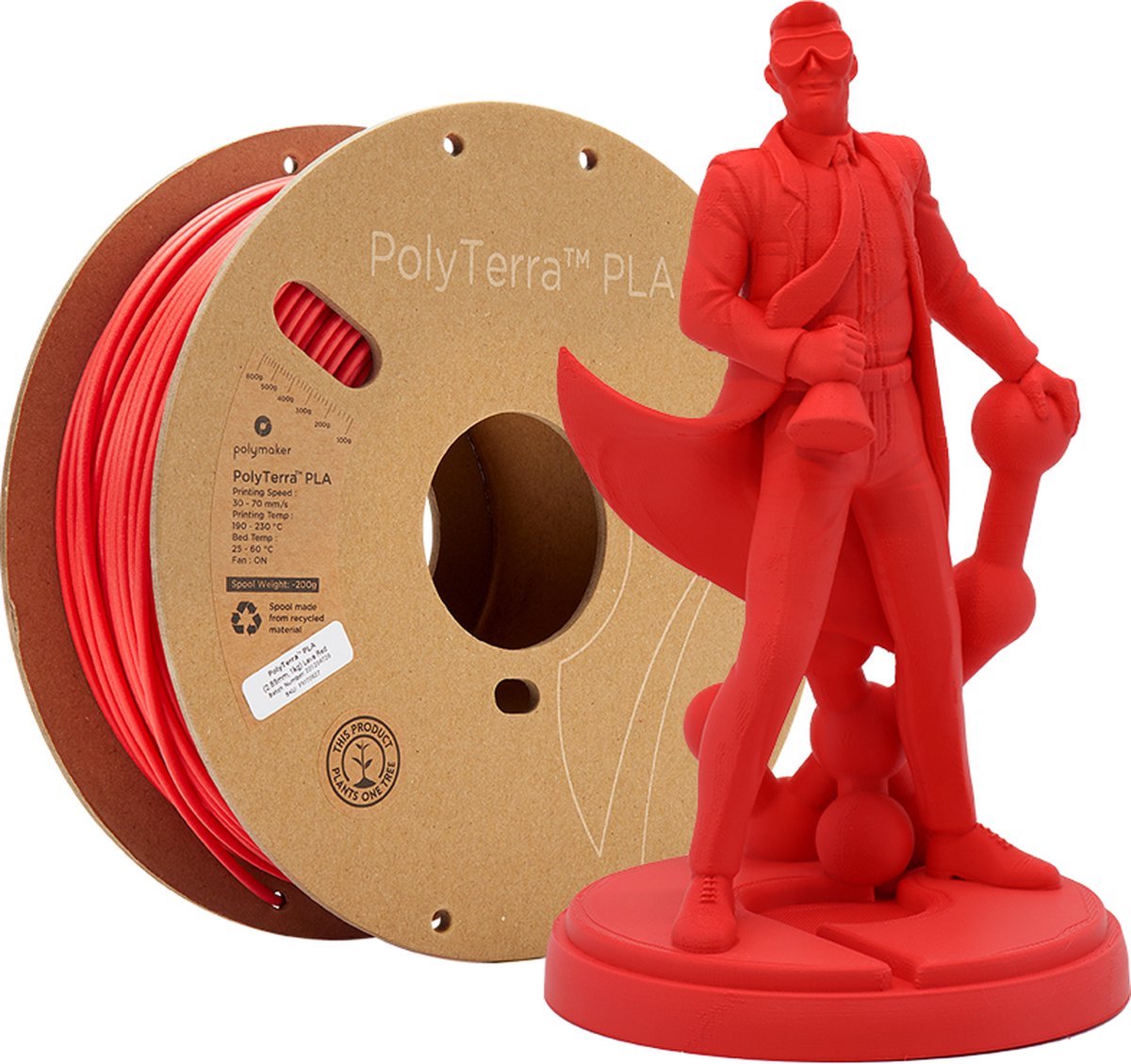 Polymaker Polyterra PLA filament 1.75 mm - 1 kg - Lava Red — afbeelding 2