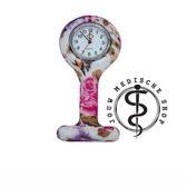 Jouw medische shop - nurse watch - verpleegsterhorloge - zusterhorloge - verpleegster horloge - horloge - siliconen - Roze rozen
