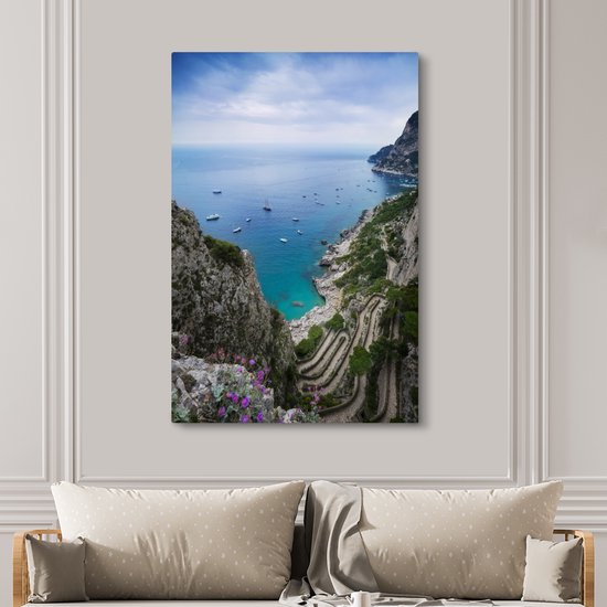 Toile Peinture Via Krupp sur l'île de Capri - 120x180 cm - Décoration murale XXL