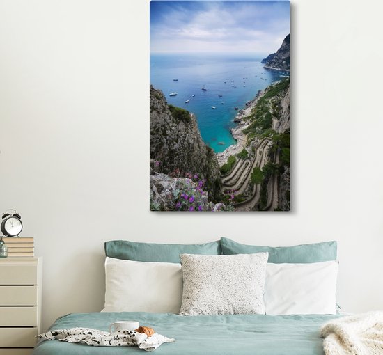 Toile Peinture Via Krupp sur l'île de Capri - 120x180 cm - Décoration murale XXL