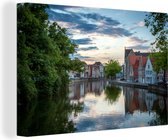Toile Peinture Bruges depuis le canal en België - 60x40 cm - Décoration murale