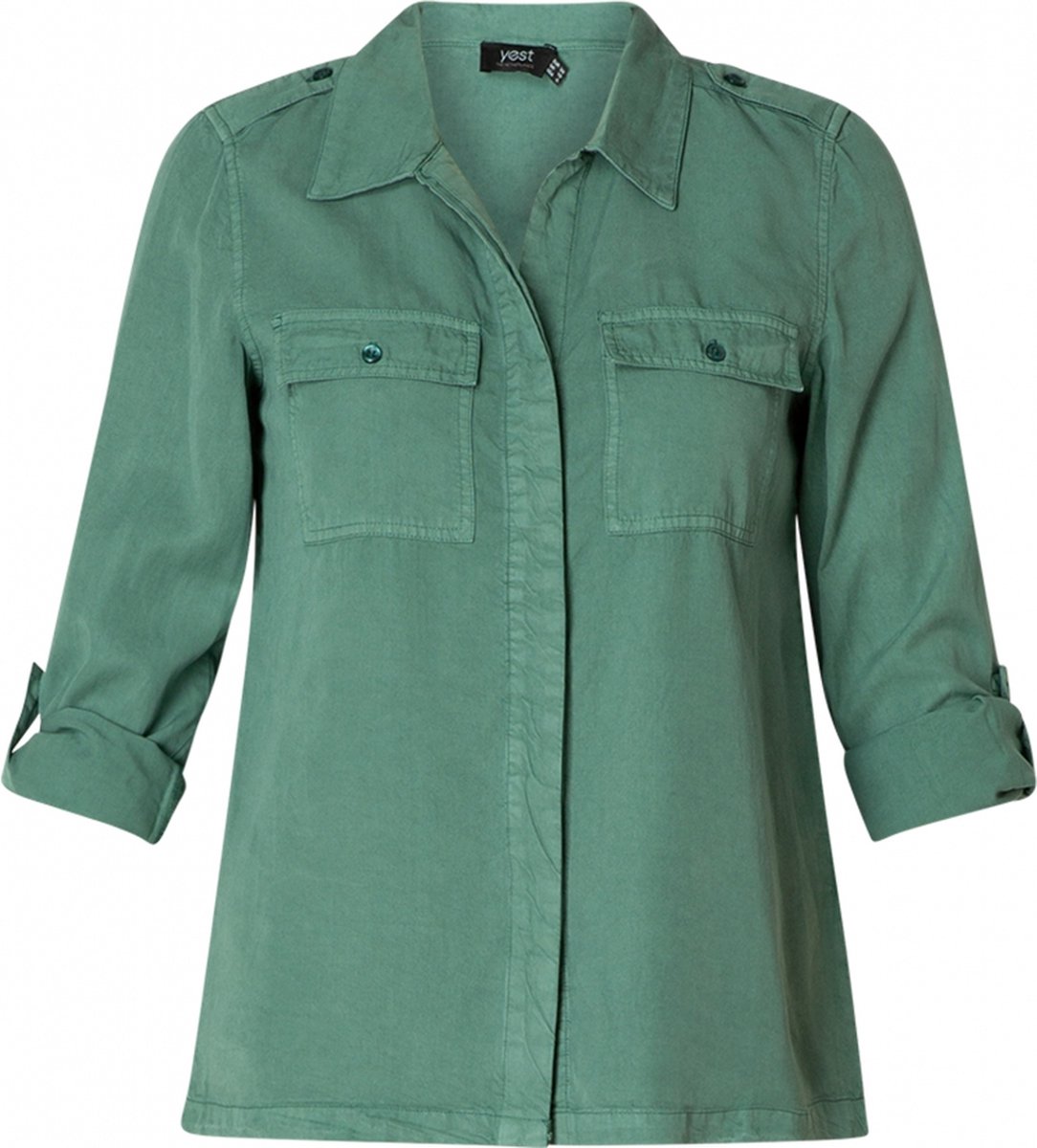 YESTA Hilan Blouse - Dark Pine Green - maat 2(50)