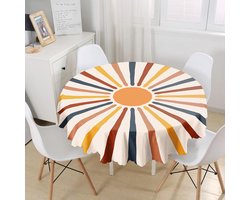 Rond Tafelkleed Ø140cm - De Groen Home - Bedrukt Velvet Textiel - Zon kleuren - Tafellaken