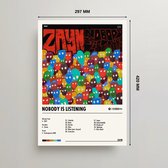 Zayn Poster - Nobody Is Listening Album Cover Poster - Zayn Malik LP - A3 - Zayn Malik Merch - One Direction - Muziek