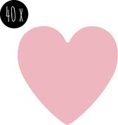 40x Stickers | Hartjes | 25 mm | roze / lichtroze