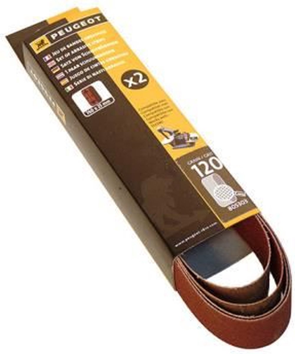 Set van 2 schuurbanden 760x25 mm 120 grain PEUGEOT TOOLS