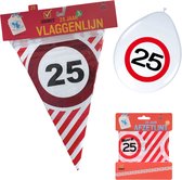 3BMT 25 Jaar Verjaardag Versiering - Pakket - Slinger, Ballonnen en Afzetlint