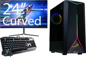 omiXimo - AMD Ryzen 5 4600 - GT1030 Videokaart - Complete Gaming Setup - 16 GB Ram - 240 GB SSD - LC803W - Gaming Set - 24" Curved Gaming Monitor - Keyboard - Muis - Game PC met mo