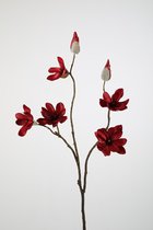 Kunstbloem - Magnolia - topkwaliteit decoratie - 2 stuks - zijden bloem - Rood - 83 cm hoog