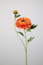 Kunstbloem - Chrysanten - topkwaliteit decoratie - 2 stuks - zijden bloem - oranje - 71 cm hoog