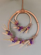 Bamboe Ring / Dubbele ring /  Krans met Droogbloemen | Bamboo | Dried flowers | Aan touw | Voorjaar | Cadeau | traveldutchie