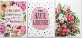 Pensioen + Van Harte Gefeliciteerd + Blanco Kaart met Bloemen – 3 Wenskaarten - 12 x 17 cm – PEN-302